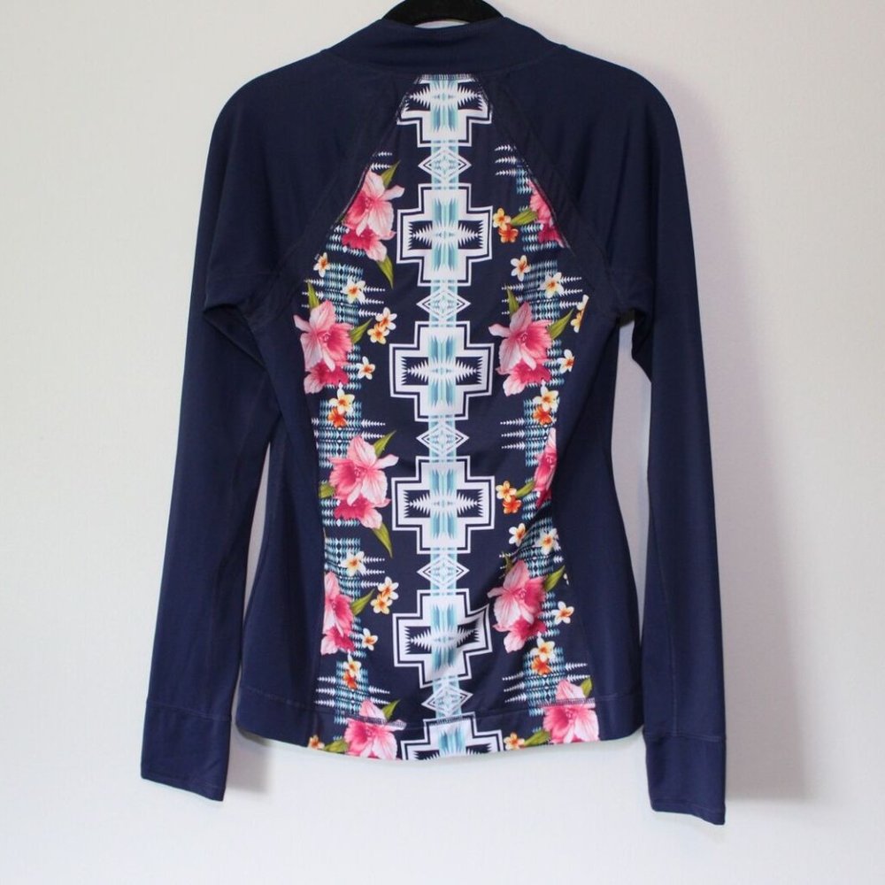 Tommy Bahama + Pendleton Tropical Zip Swim Surf Rashguard Navy Small H13258 - Picture 8 of 10